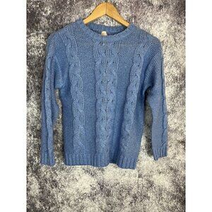 NEW Ashley Sweater Womens Small Blue Cable Knit preppy quiet luxury cozy classic